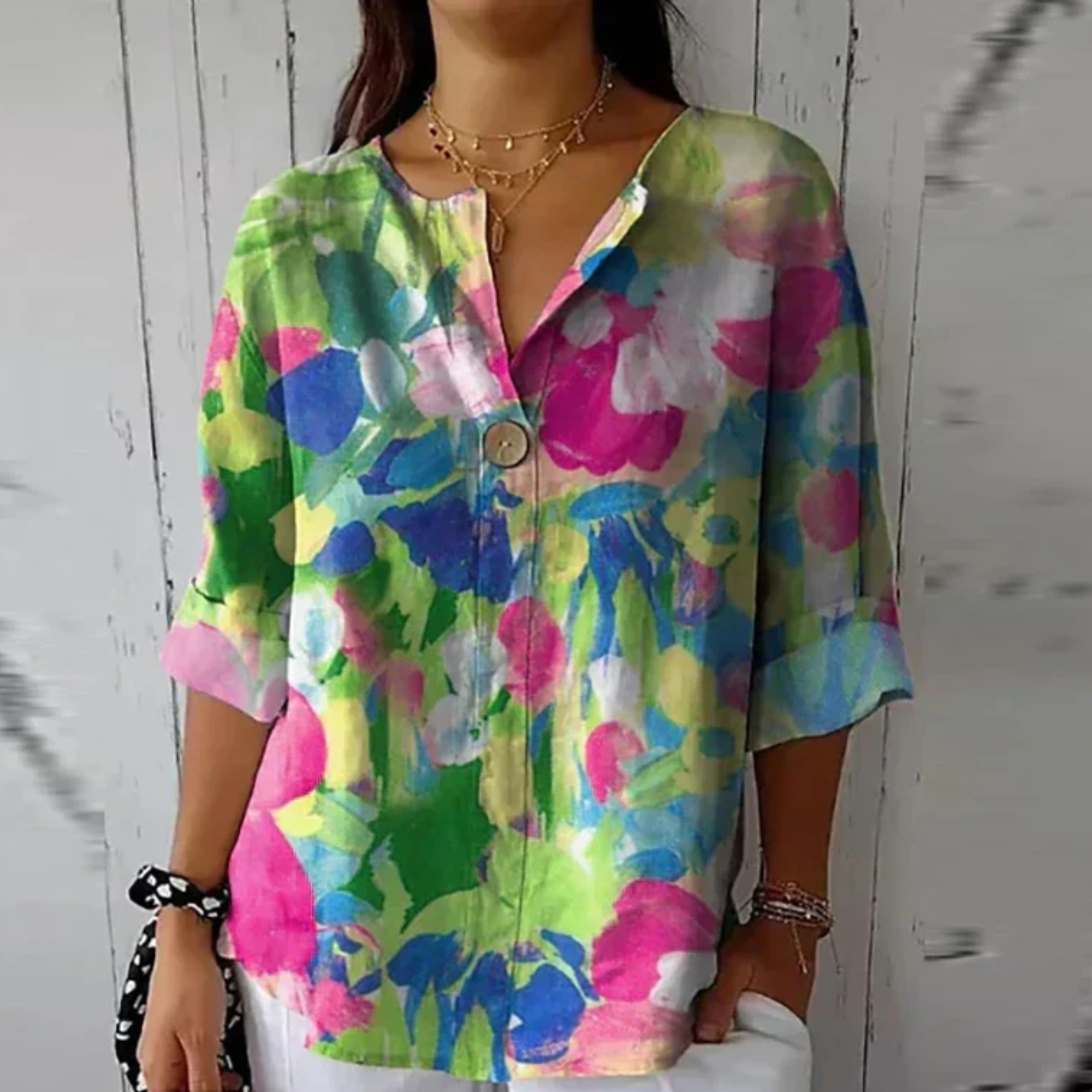 Elegant Bluse Med Blomsterprint Til Kvinder - Feminin Stil Og Tidløs Komfort 7