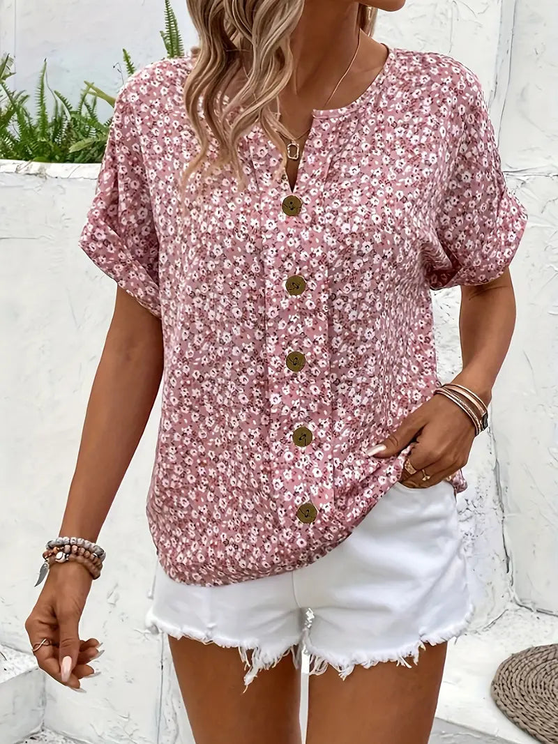 Elegant Bluse med Blomsterprint til Kvinder - Ideel til Sommer og Aftener 2