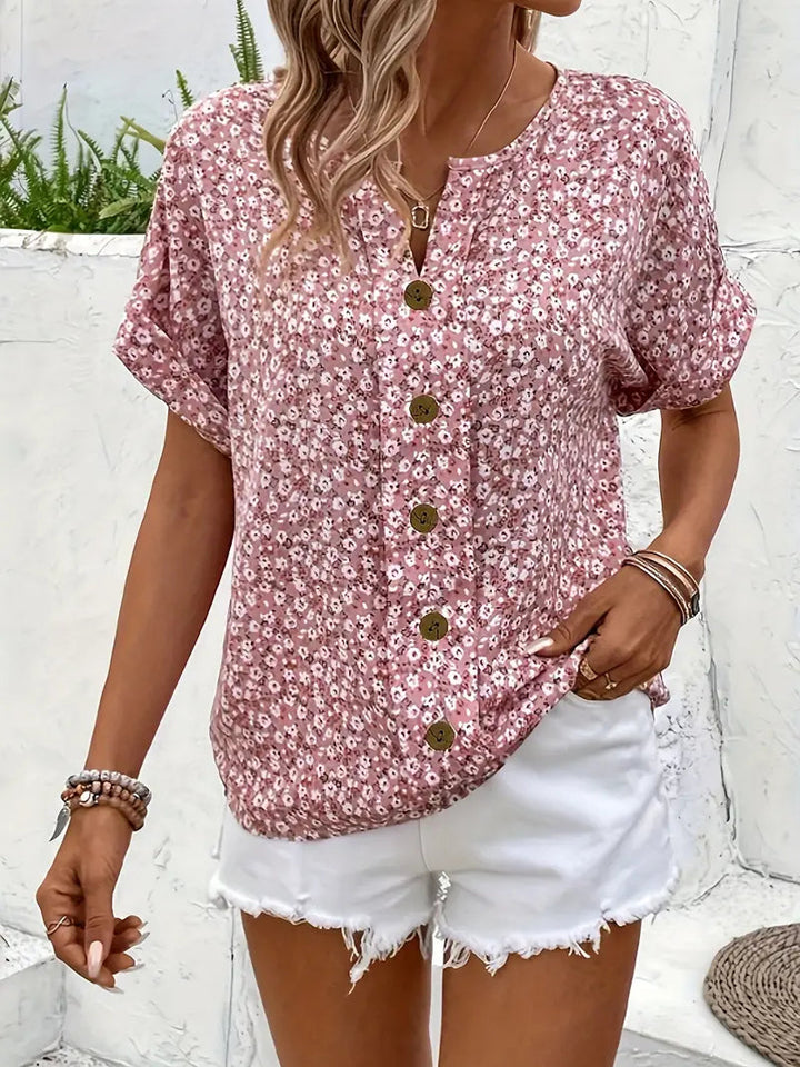 Elegant Bluse med Blomsterprint til Kvinder - Ideel til Sommer og Aftener 2