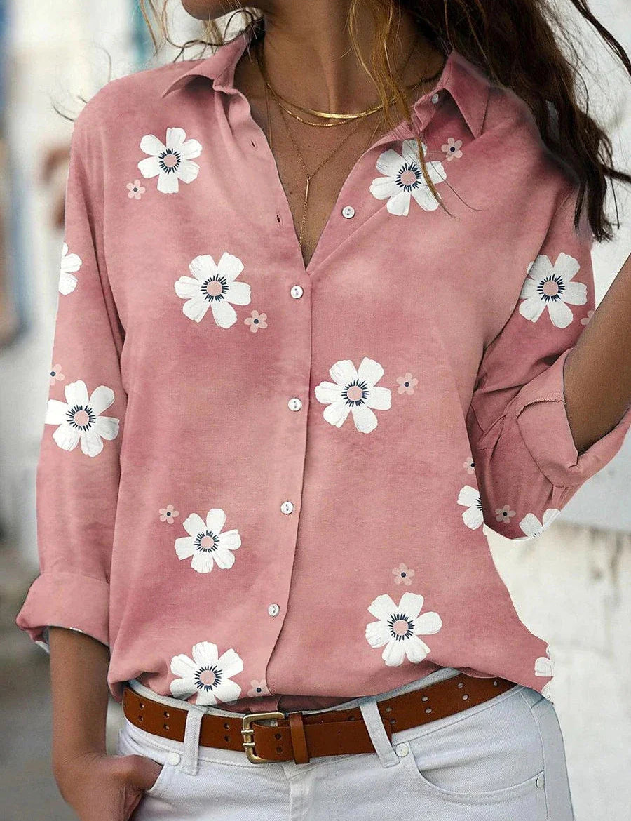 Elegant Bluse med Blomsterprint til Kvinder - Tidløs Stil og Komfortabel Pasform 0