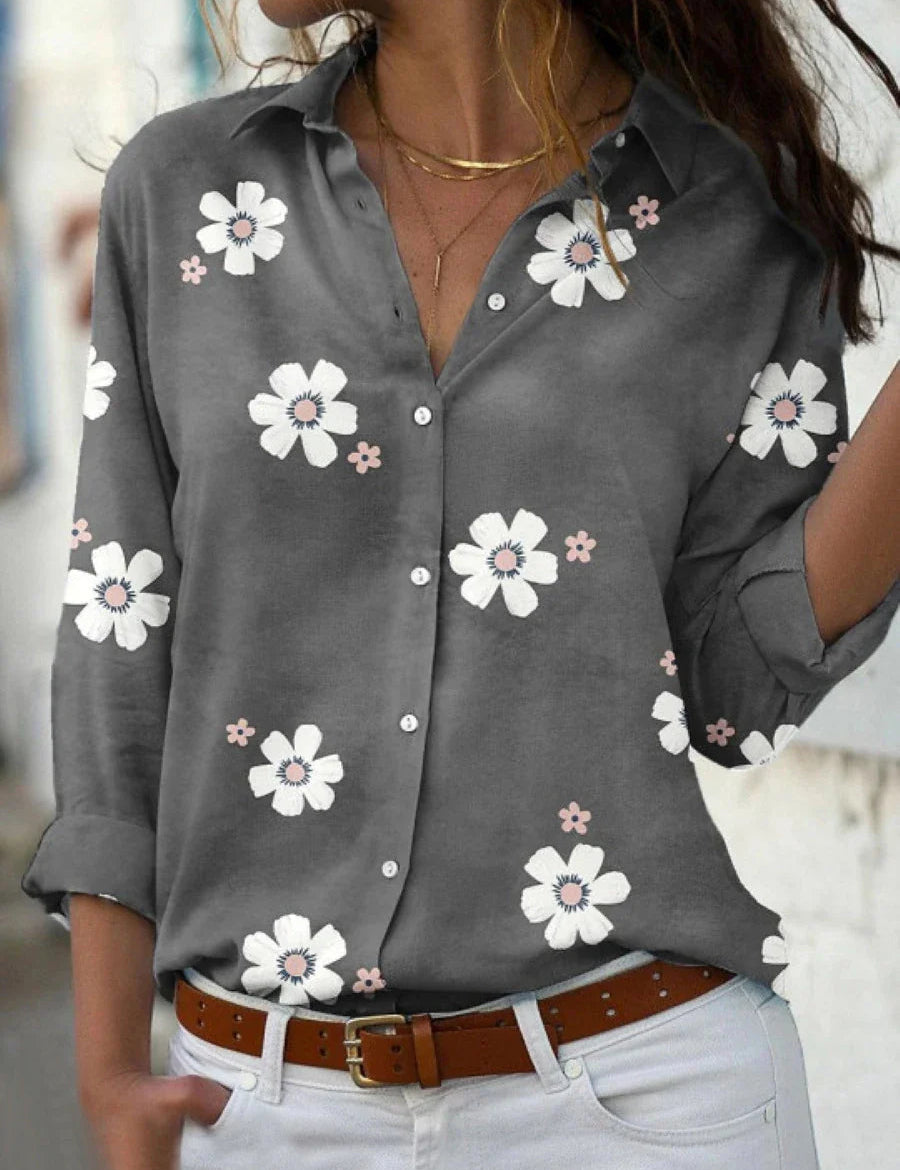 Elegant Bluse med Blomsterprint til Kvinder - Tidløs Stil og Komfortabel Pasform 1