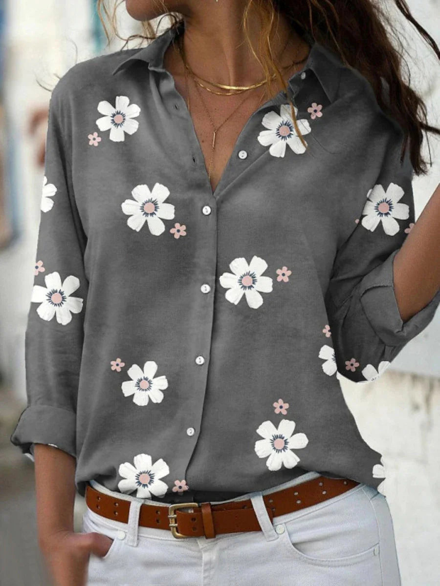 Elegant Bluse med Blomsterprint til Kvinder - Tidløs Stil og Komfortabel Pasform 1