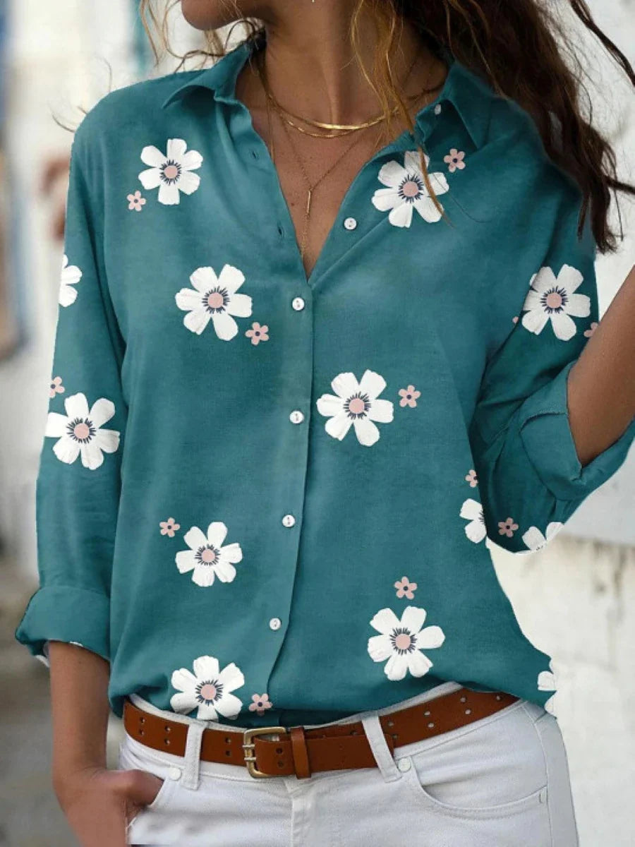 Elegant Bluse med Blomsterprint til Kvinder - Tidløs Stil og Komfortabel Pasform 3