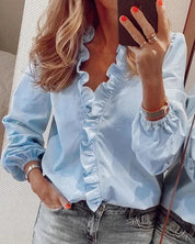 Elegant Bluse med Flæser til Kvinder - Romantisk og Yndefuld Stil til Sommer 2