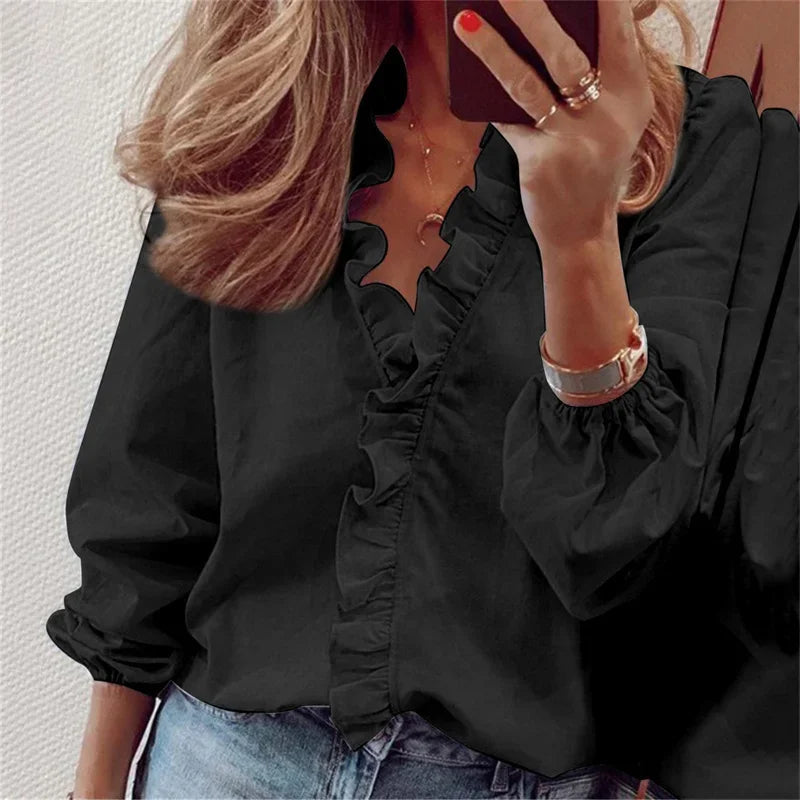 Elegant Bluse med Flæser til Kvinder - Romantisk og Yndefuld Stil til Sommer 3