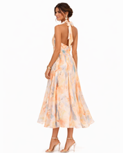 Elegant Halter-Neck Maxikjole med Akvarelmønster - Kjoler Tilbud Kvinder til Sommer 3