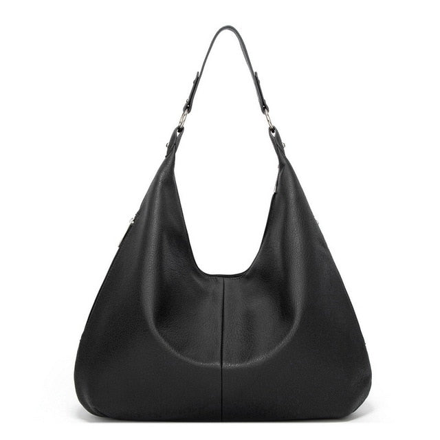Elegant Læder Skuldertaske Dame – Rummeligt Design til Hverdag og Særlige Lejligheder, Sort 30x25 cm 1