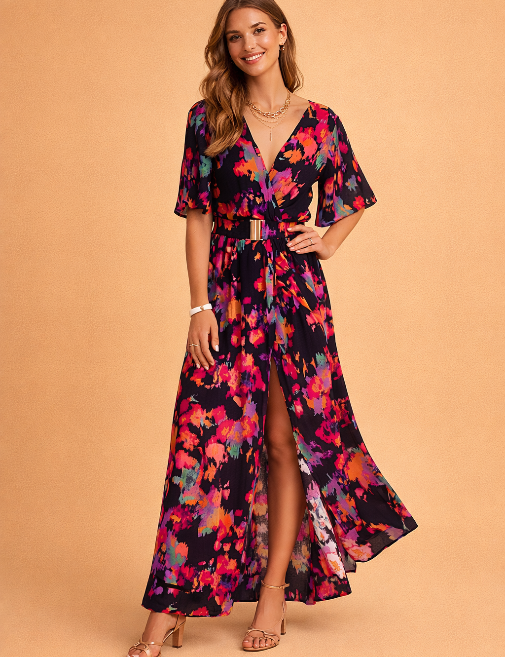 Elegant Maxi Kjole Lange Ærmer - Stilfuld Maxikjole Tilbud Kvinder, Perfekt Til Sommer, Lange Hvite Kjoler 1