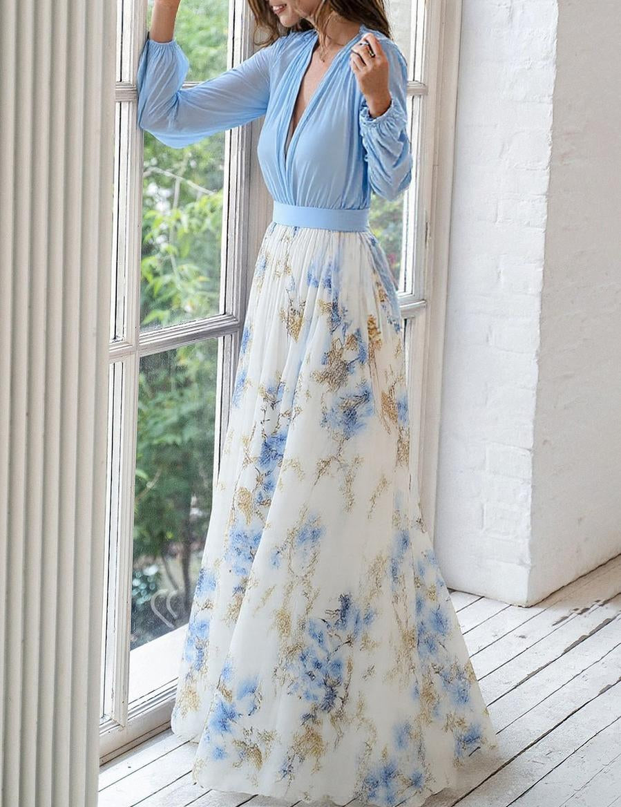 Elegant Maxikjole Med Blomsterprint - Komfortabel Sommerkjole Til Kvinder 1