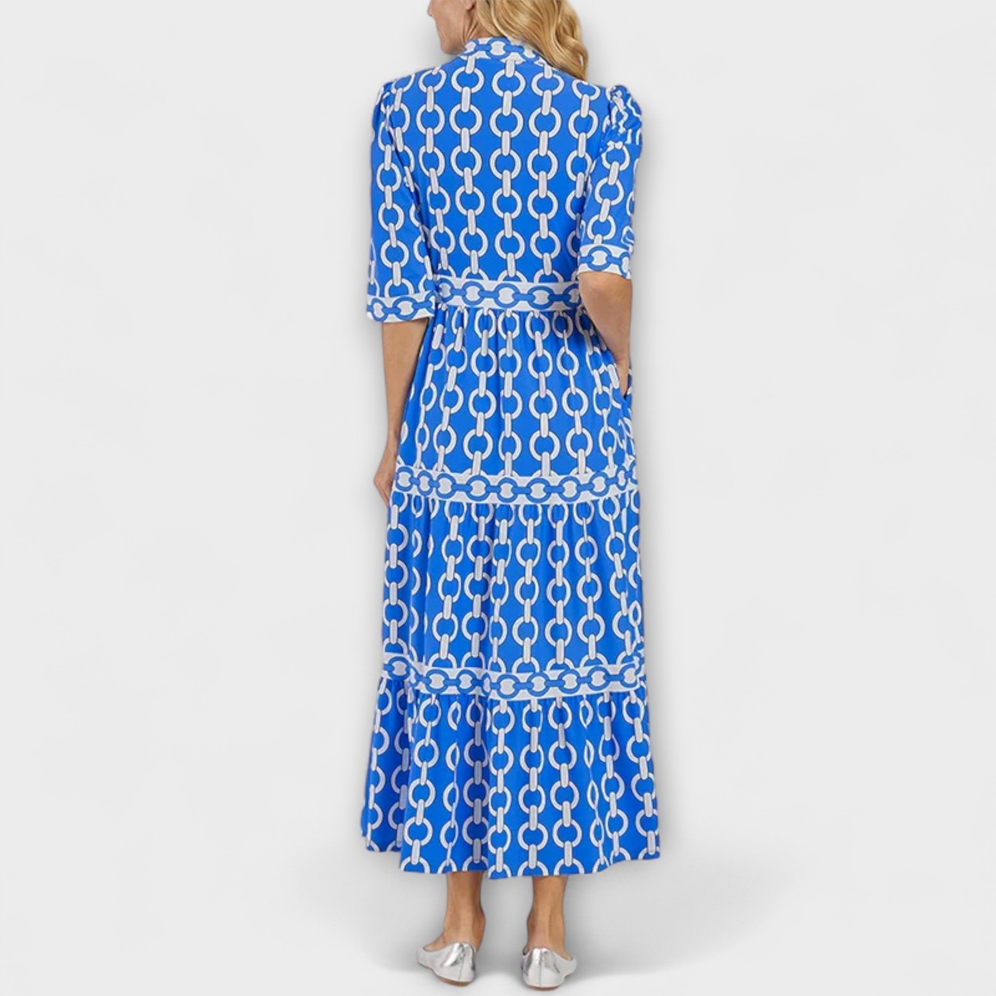 Elegant Midi Kjole med Kædemønster til Kvinder - Perfekt til Sommer 7
