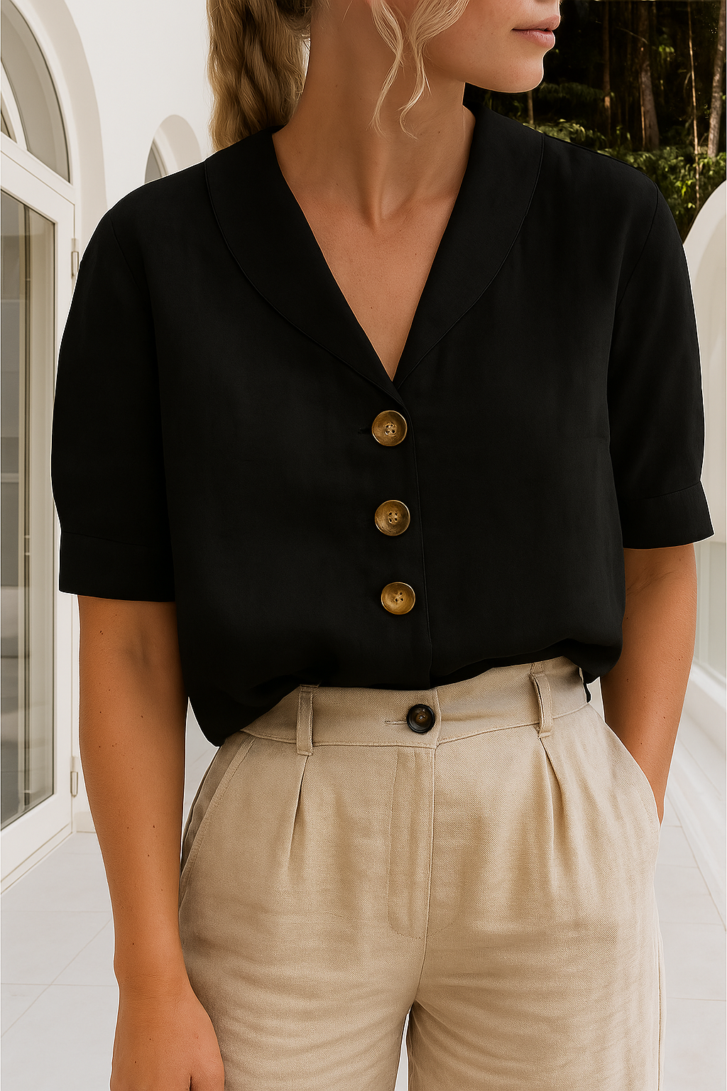 Elegant Omslagsbluse til Kvinder - Klassisk og Komfortabel Stil til Alle Anledninger 2