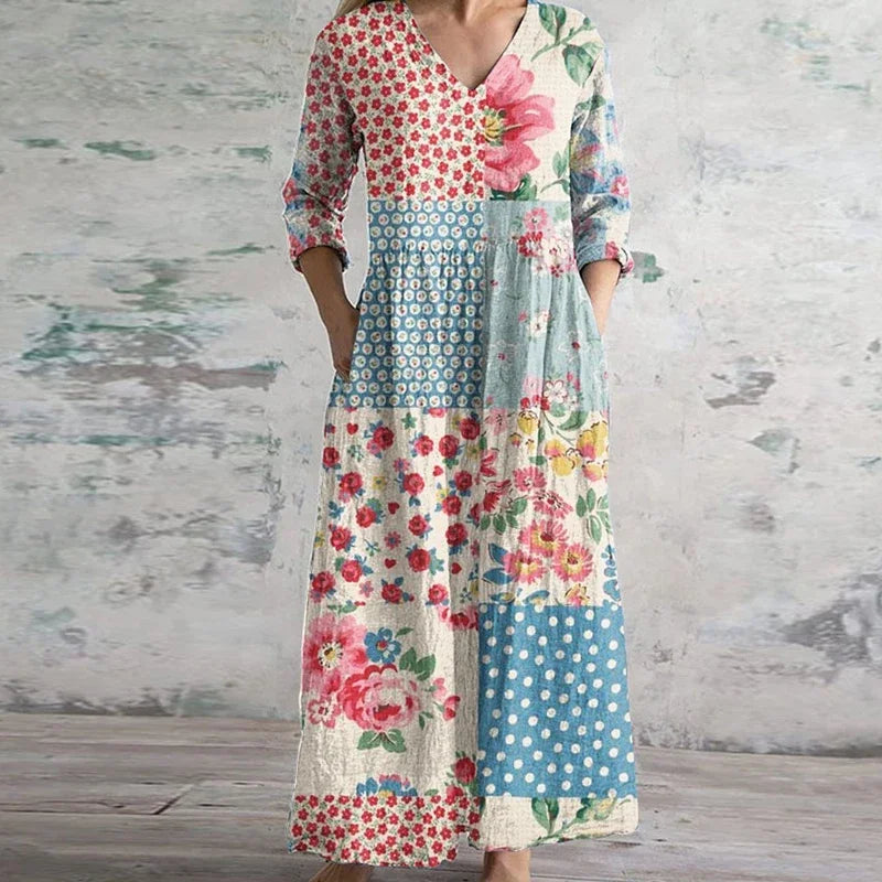 Elegant Retro Maxi Kjole til Kvinder - Vintage-Inspireret Sommerstil med Flatterende Pasform 0