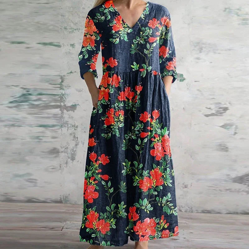 Elegant Retro Maxi Kjole til Kvinder - Vintage-Inspireret Sommerstil med Flatterende Pasform 3