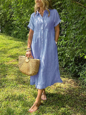Elegant Stribet Skjortebluse Dame - Ideel til Sommerbrug og Alle Anledninger 0