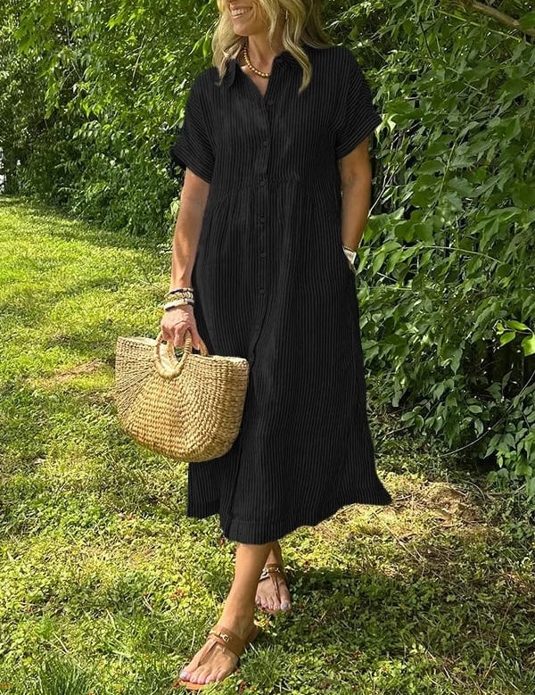 Elegant Stribet Skjortebluse Dame - Ideel til Sommerbrug og Alle Anledninger 2