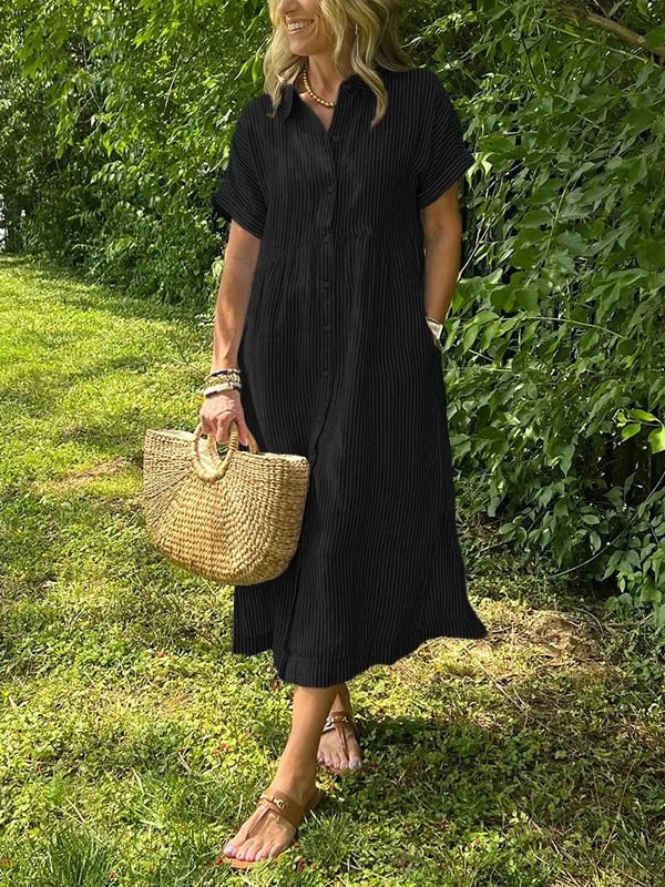 Elegant Stribet Skjortebluse Dame - Ideel til Sommerbrug og Alle Anledninger 2