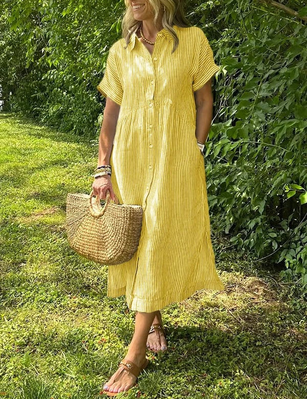 Elegant Stribet Skjortebluse Dame - Ideel til Sommerbrug og Alle Anledninger 7