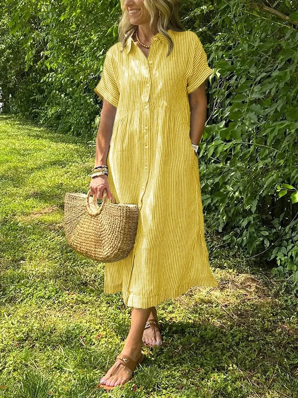 Elegant Stribet Skjortebluse Dame - Ideel til Sommerbrug og Alle Anledninger 7