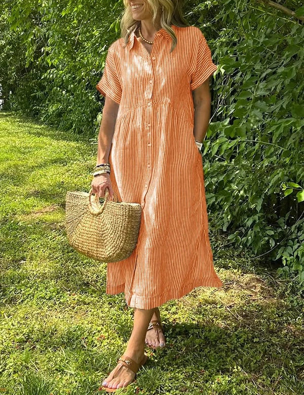 Elegant Stribet Skjortebluse Dame - Ideel til Sommerbrug og Alle Anledninger 8