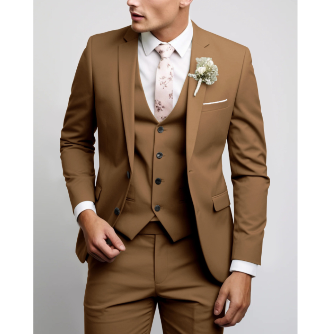 Elegant Tredelt Herredragt Med Vest Til Formelle Lejligheder - Stilfuld Jakkesæt Til Mænd, Perfekt Til Bryllupper Og Vigtige Møder 2