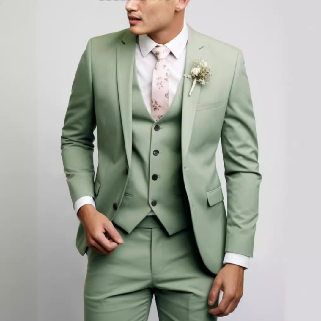 Elegant Tredelt Herredragt Med Vest Til Formelle Lejligheder - Stilfuld Jakkesæt Til Mænd, Perfekt Til Bryllupper Og Vigtige Møder 6