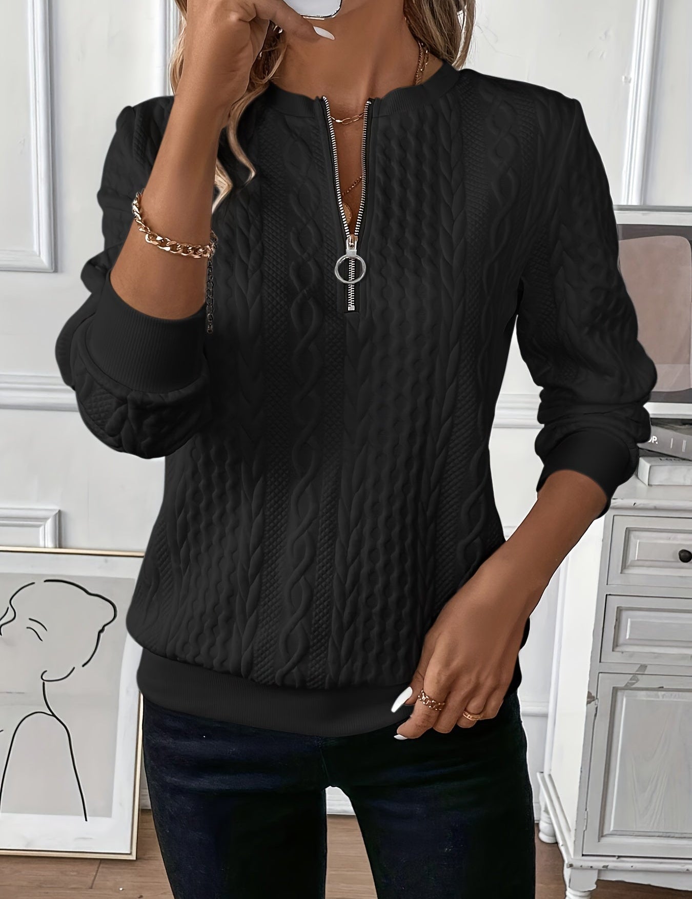 Elegant Zip-Up Sweater in Soft Breathable Fabric – Comfortable Fit for All Seasons 3