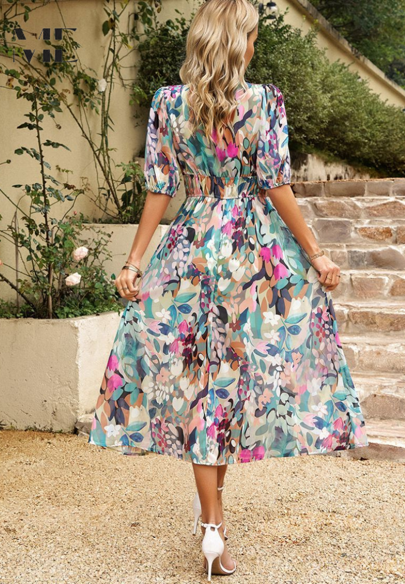 Elegant blomsterkjole til kvinder - Sommerkjole med romantisk design 2