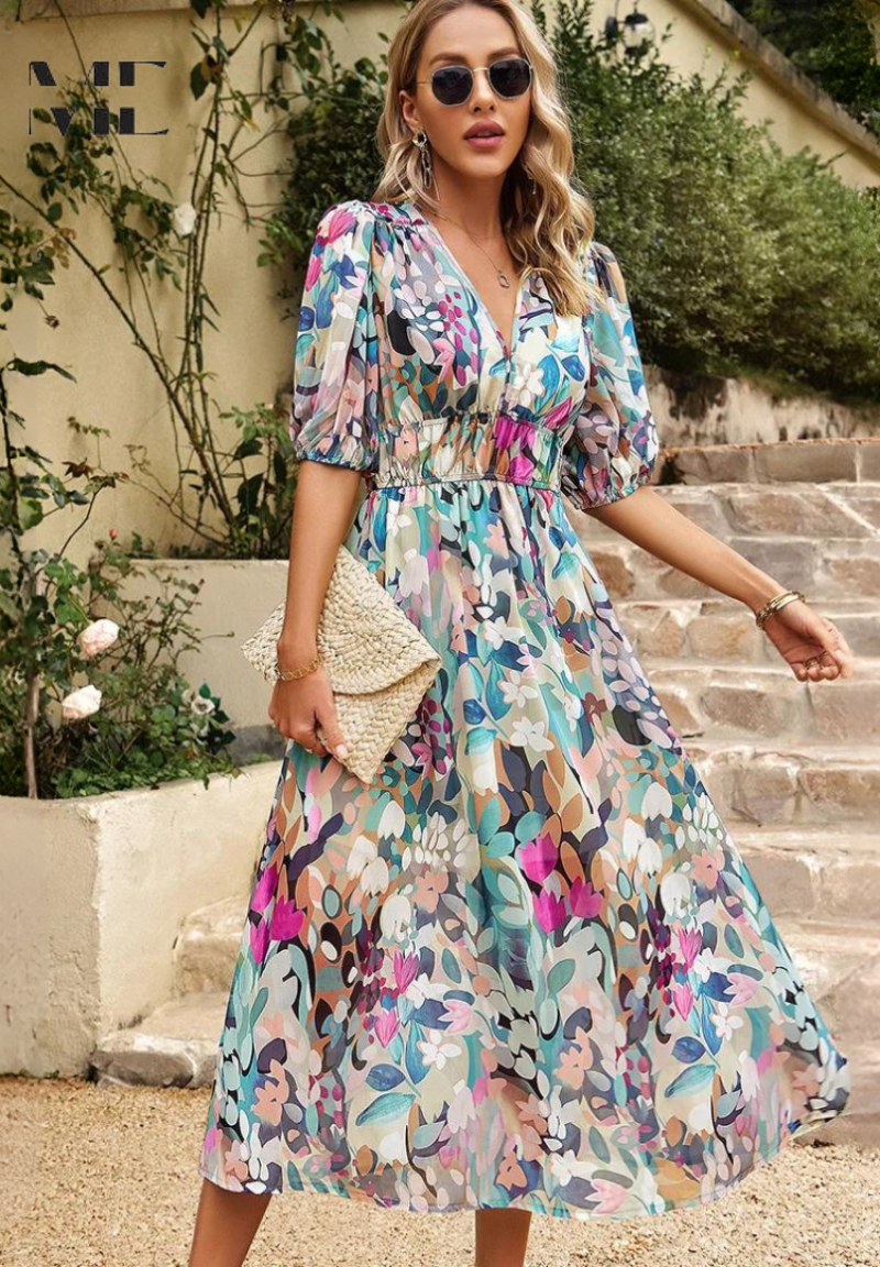 Elegant blomsterkjole til kvinder - Sommerkjole med romantisk design 4