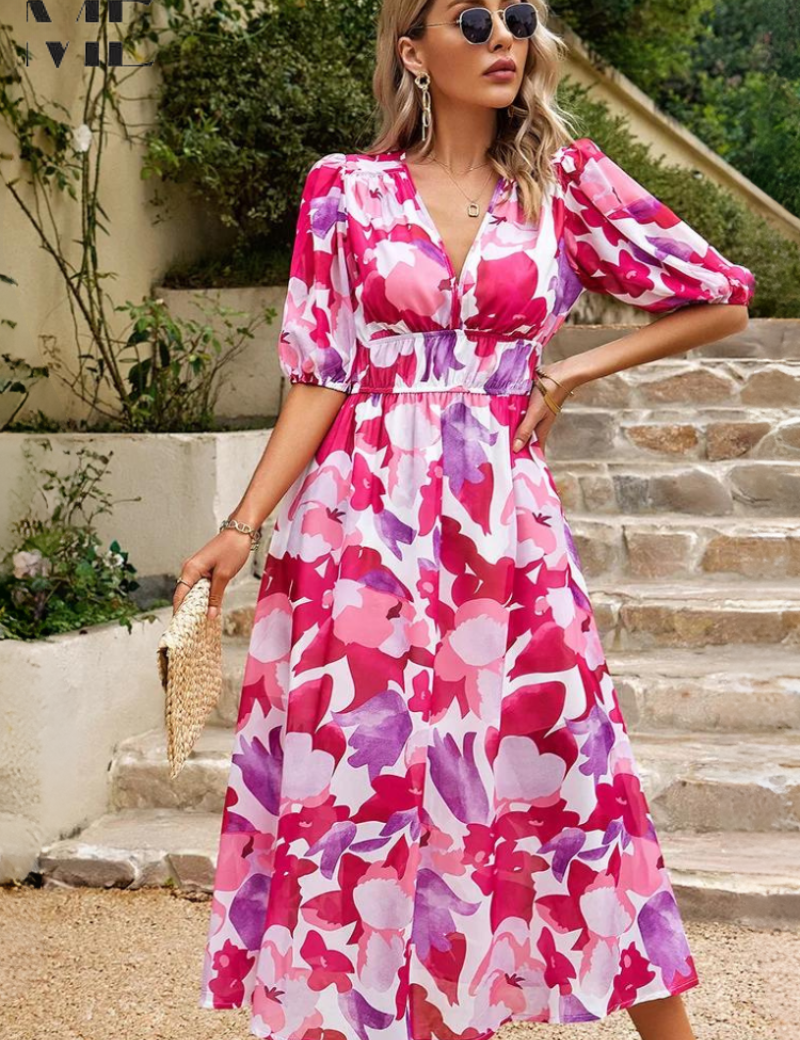 Elegant blomsterkjole til kvinder - Sommerkjole med romantisk design 9