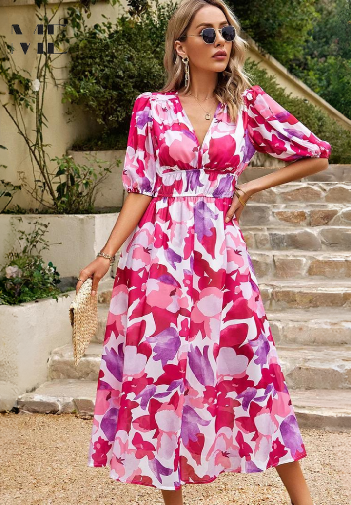 Elegant blomsterkjole til kvinder - Sommerkjole med romantisk design 9