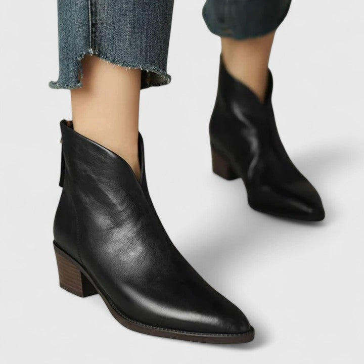 Elegante Damen Stiefeletten mit Orthopädischer Arch Support und Blockabsatz 0
