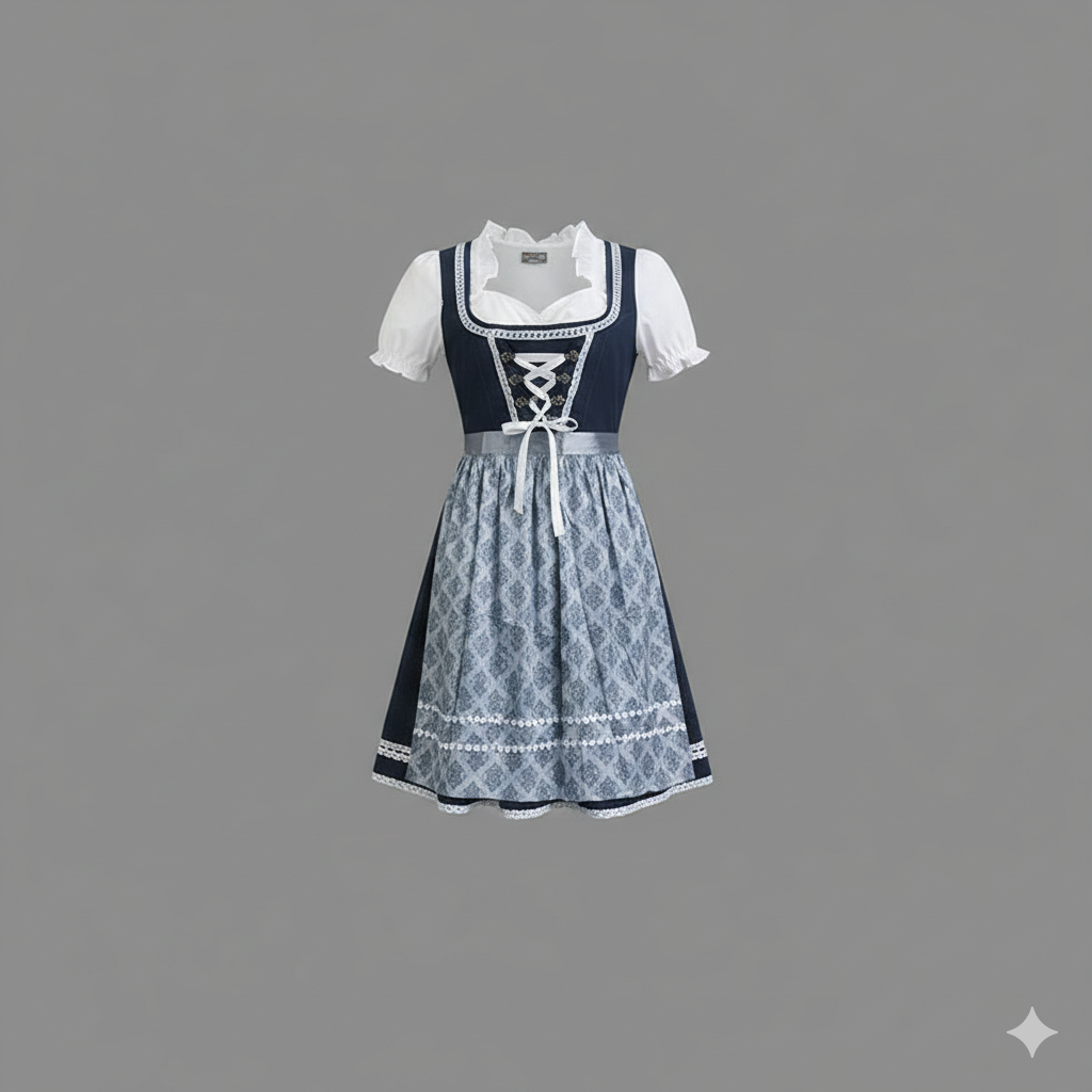 Elegantes Dirndlkleid Midi mit Schürze und Bluse – Tradition trifft Moderne für Damen 2