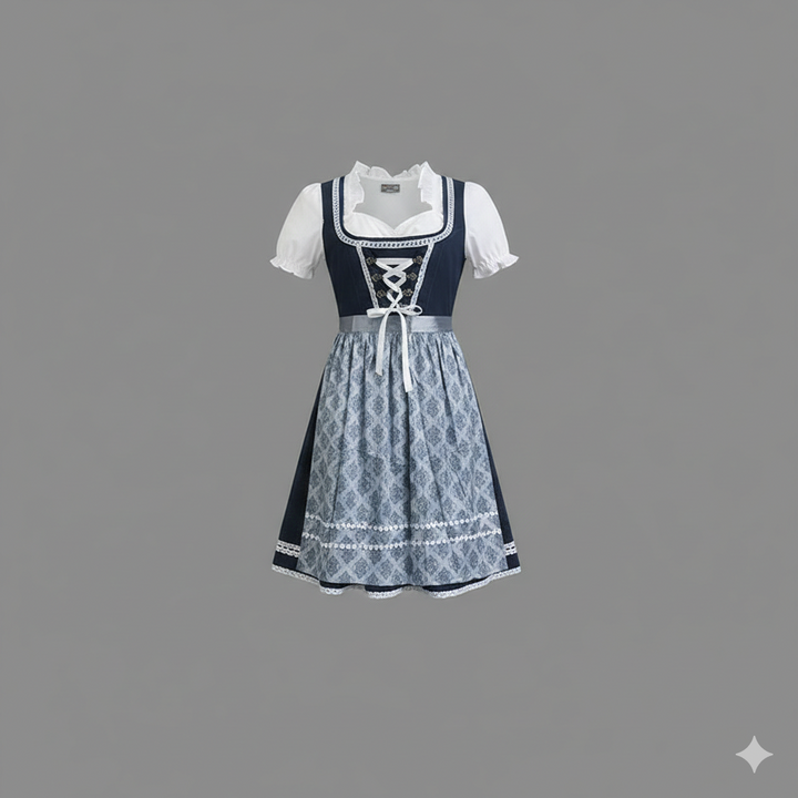 Elegantes Dirndlkleid Midi mit Schürze und Bluse – Tradition trifft Moderne für Damen 2