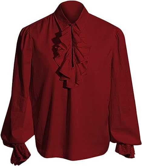 Elegantes Herren Barock-Rüschenhemd mit Stehkragen und Spitzenmanschetten für festliche Anlässe 6
