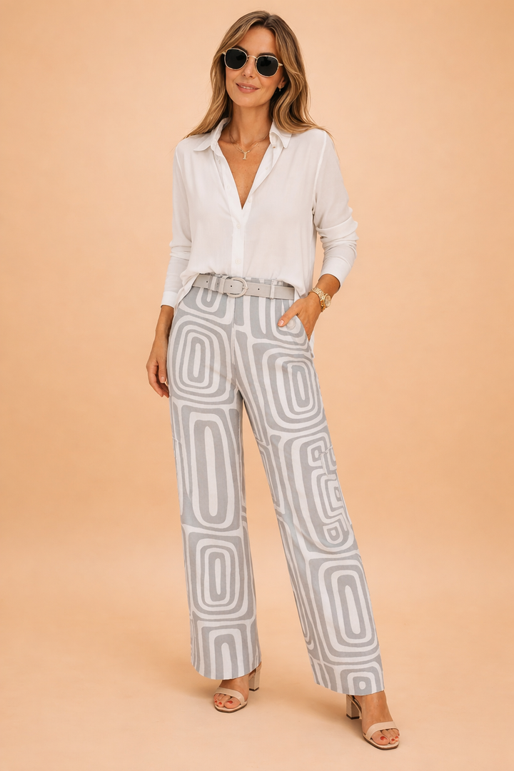 Klara | Elegant sæt med skjorte og mønstrede bukser