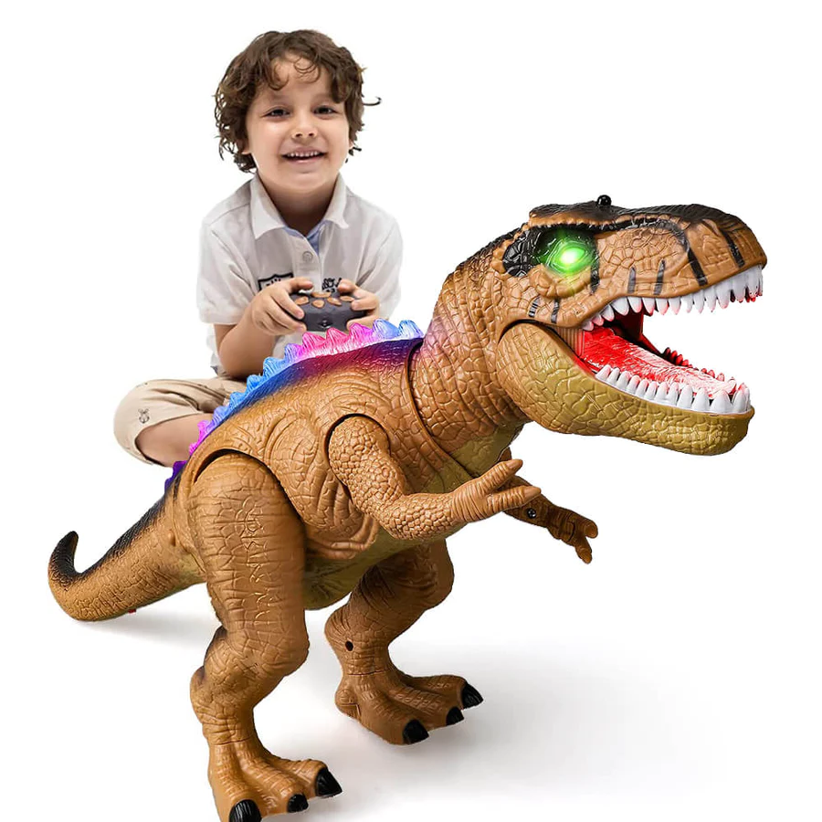 Elektrisk fjernbetjent dinosaur – realistisk gående, brølende dinosaurlegetøj med LED-lys 0