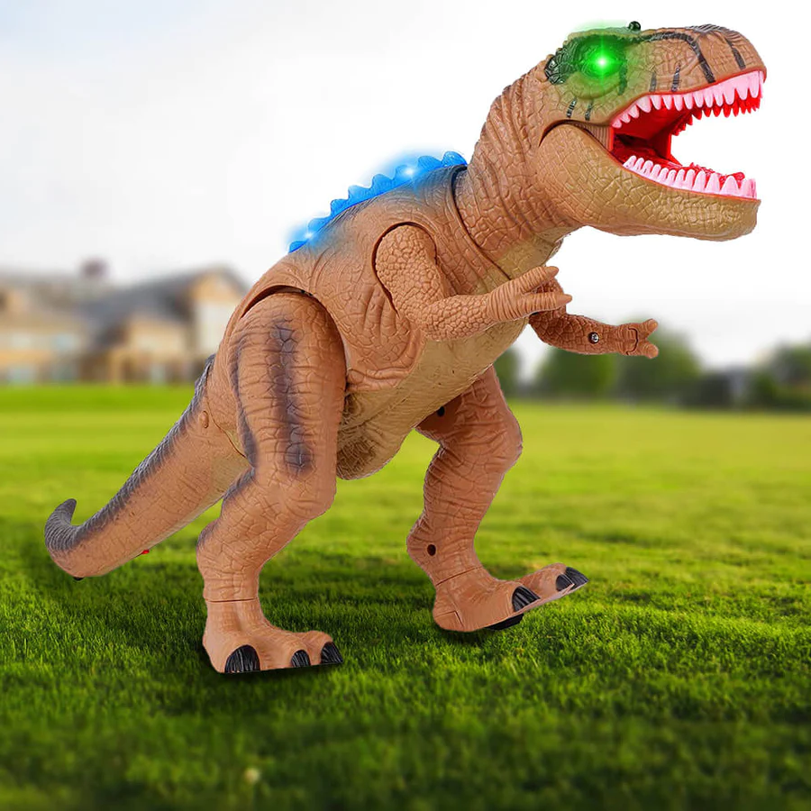 Elektrisk fjernbetjent dinosaur – realistisk gående, brølende dinosaurlegetøj med LED-lys 1