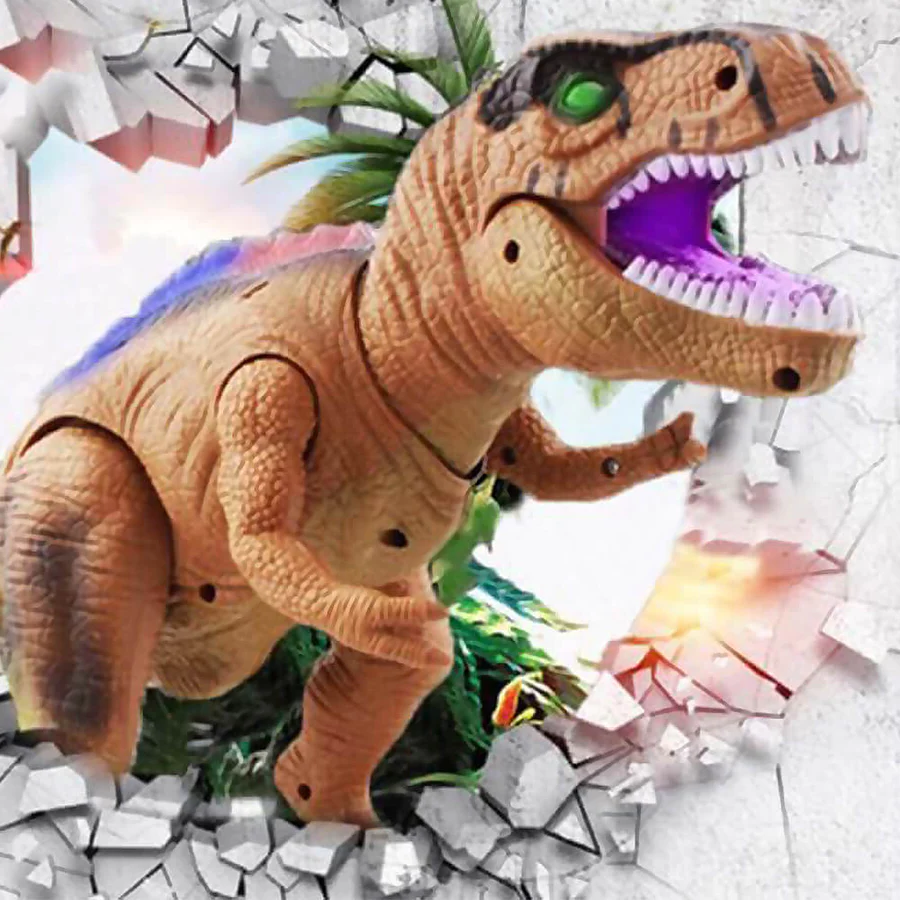 Elektrisk fjernbetjent dinosaur – realistisk gående, brølende dinosaurlegetøj med LED-lys 2