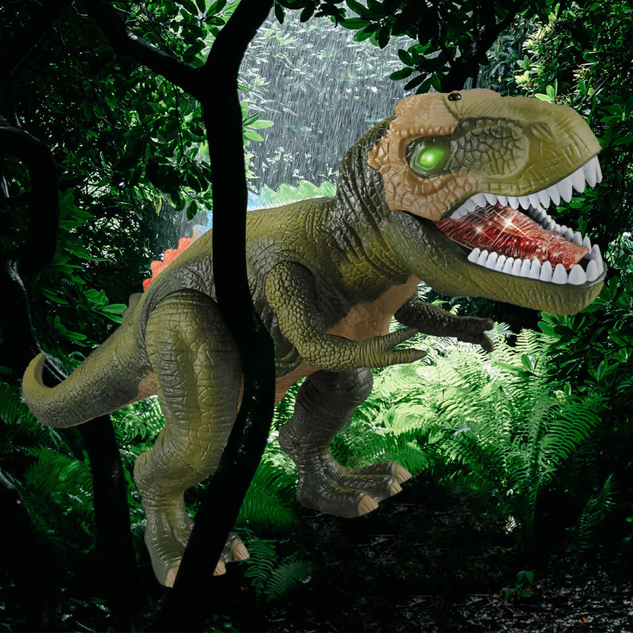 Elektrisk fjernbetjent dinosaur – realistisk gående, brølende dinosaurlegetøj med LED-lys 5