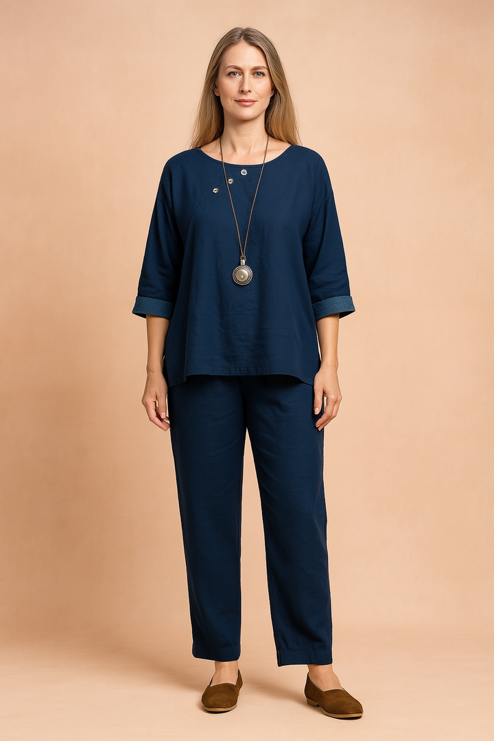 Eliza | Bluse og bukser med mælkebøtteprint 2
