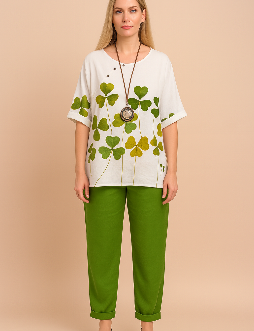 Eliza | Bluse og bukser med mælkebøtteprint 8