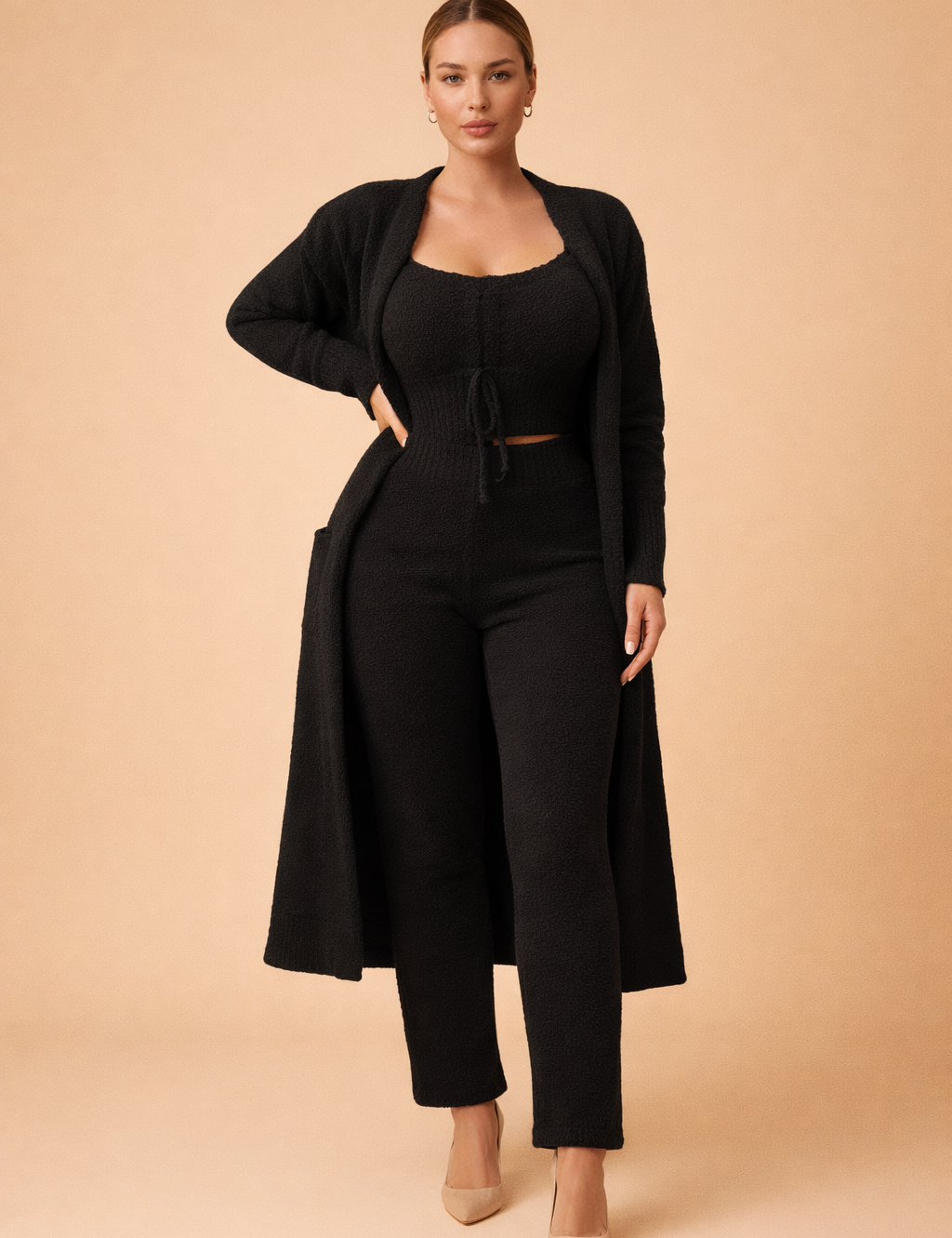 Eliza | Damesæt med tre dele og cardigan 0