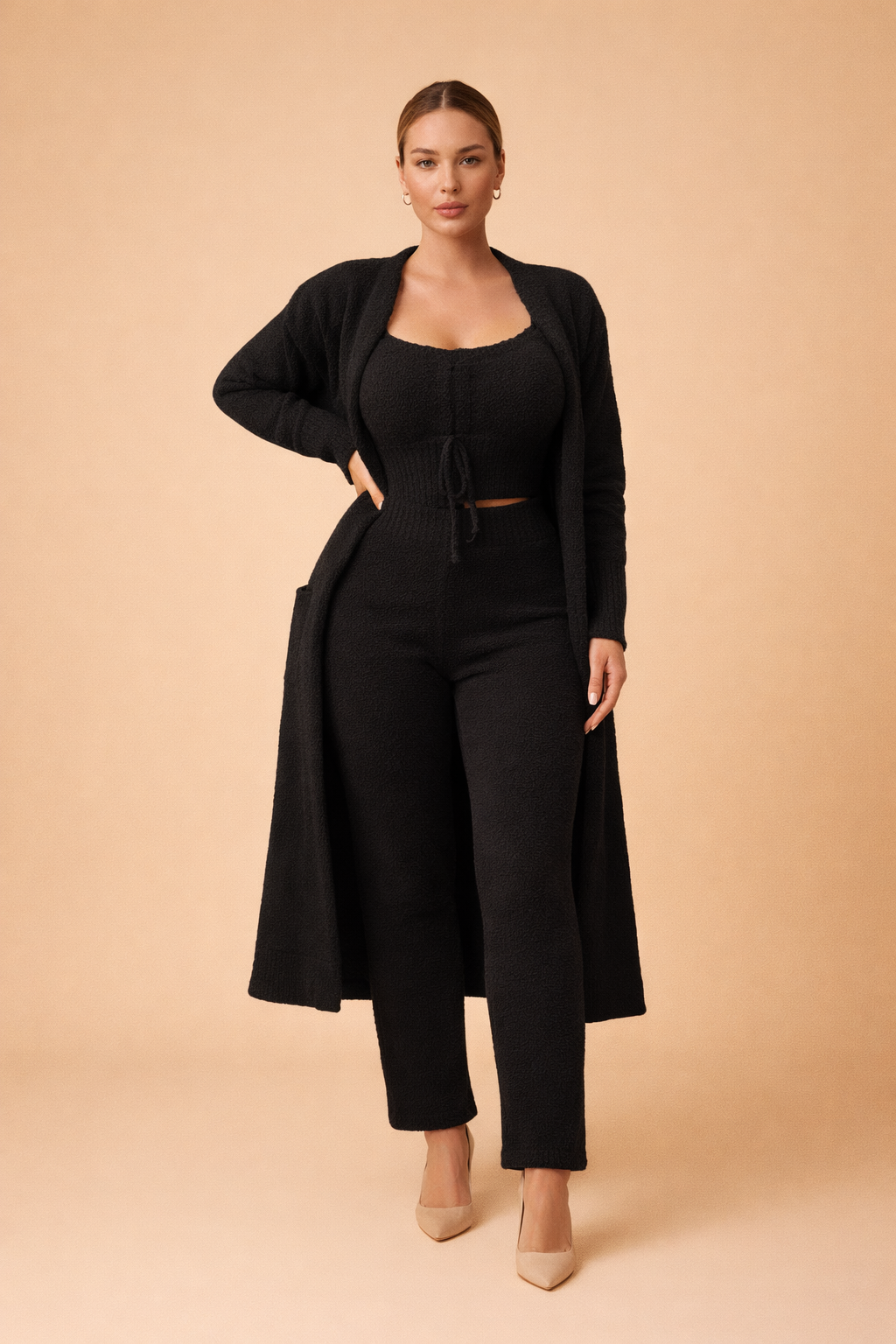 Eliza | Damesæt med tre dele og cardigan 0
