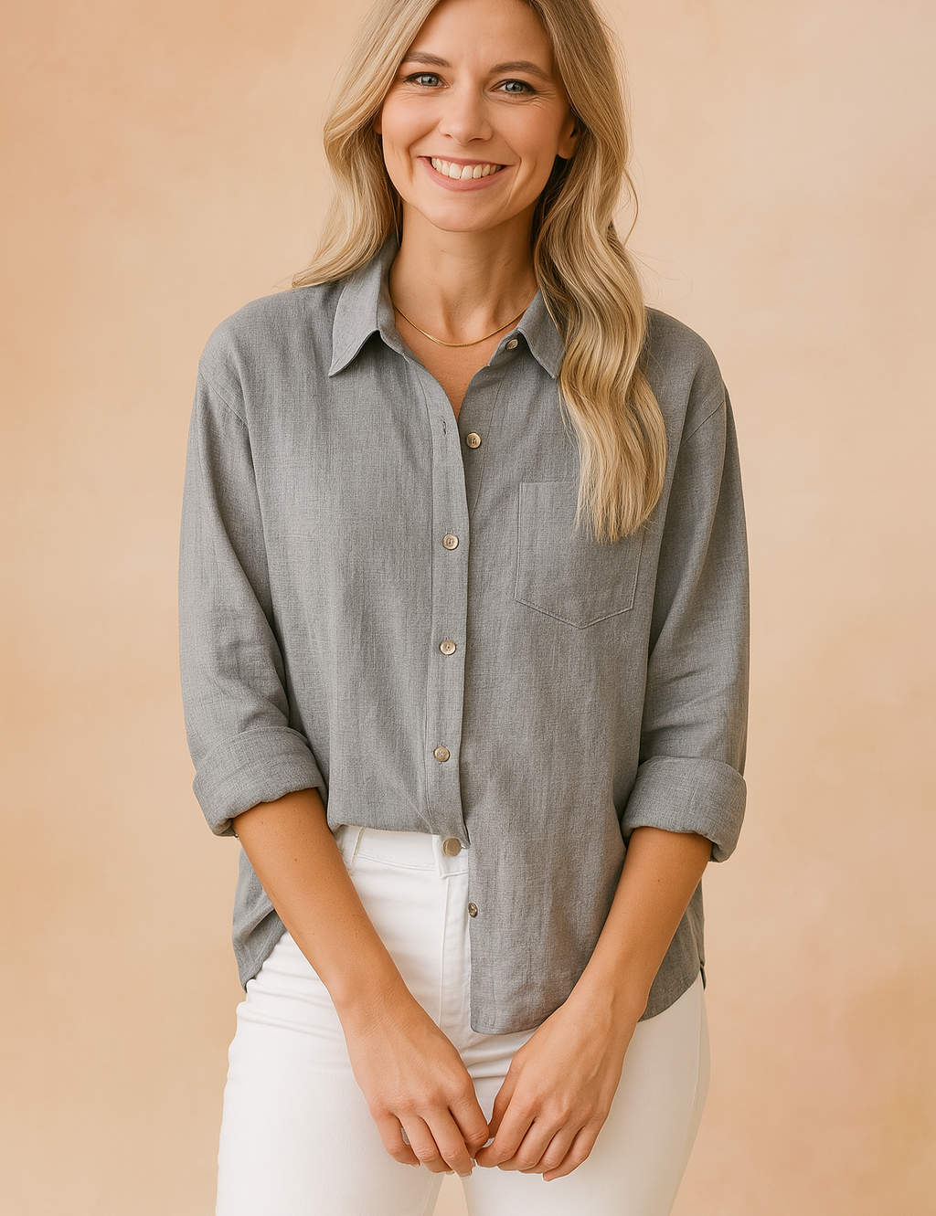 Ellie | Løstsiddende skjortebluse med lomme 1