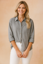 Ellie | Løstsiddende skjortebluse med lomme 1