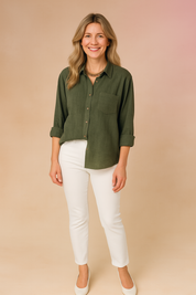 Ellie | Løstsiddende skjortebluse med lomme 4