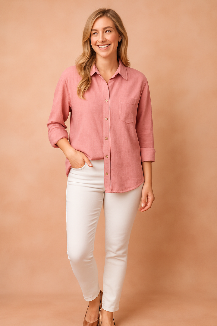Ellie | Løstsiddende skjortebluse med lomme 6