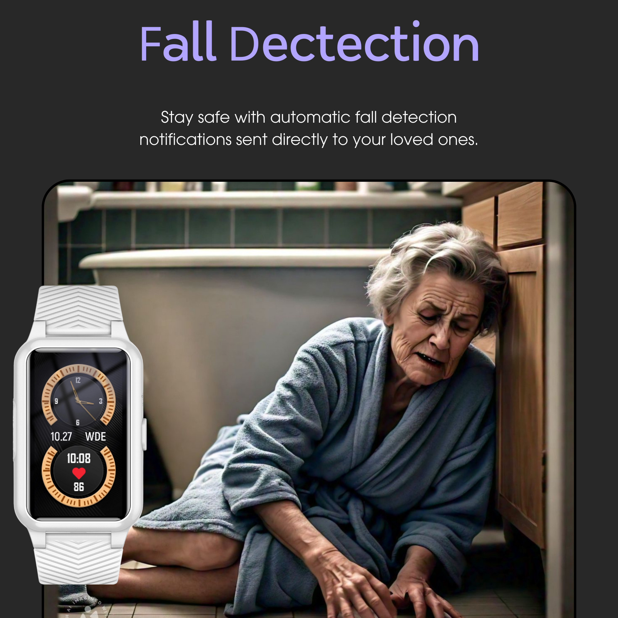 Falddetektionsur til seniorer - 4G medicinsk alarm med GPS og SOS smartwatch 1