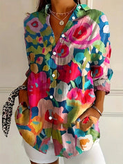 Farverig Bluse Til Kvinder Med Legende Print - Komfortabel Og Alsidig Stil 4