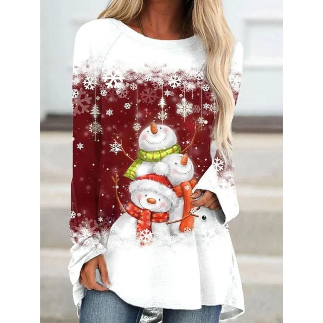 Festlig langærmet sweater til kvinder, hyggelig strik 0